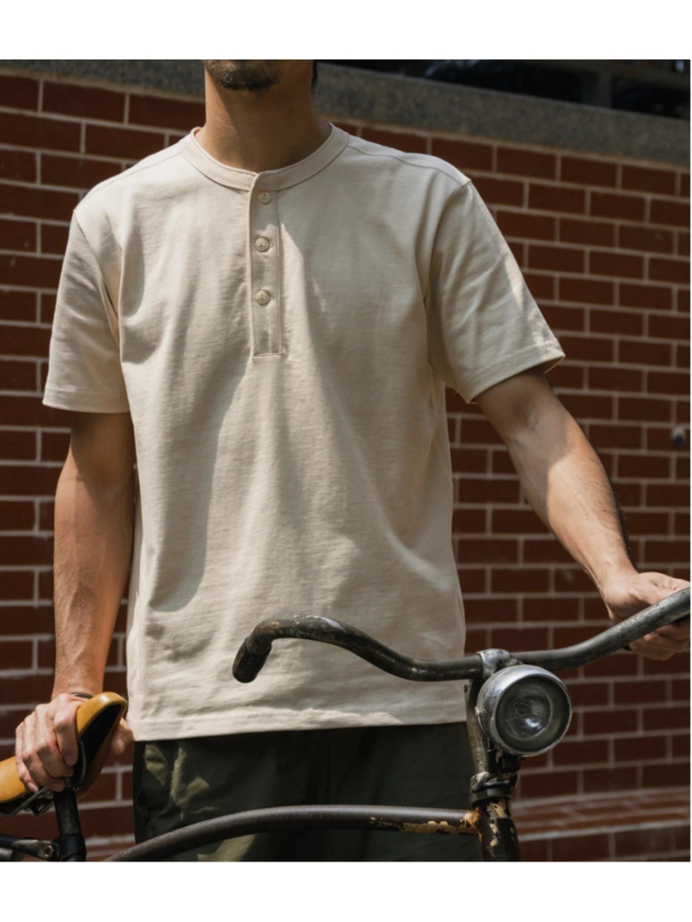 100% Cotton Short Sleeve Henley T Shirt Vintage Apricot Bronson Mfg Co L